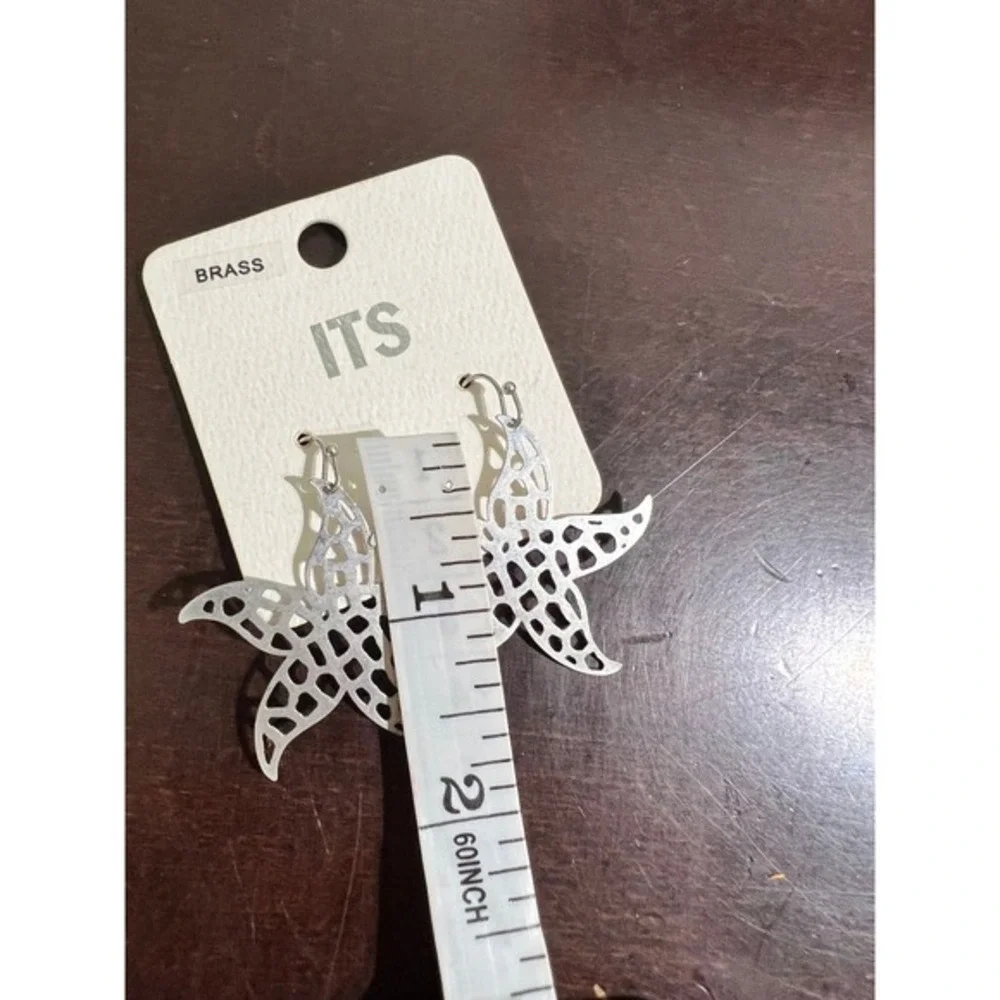 Starfish Earrings Cutout Silver Tone Statement‎ Earrings Beachy Jewelry